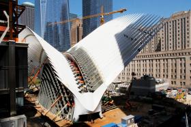 Un immagine della stazione di Ground Zero, New York, quand era ancora in costruzione (2015).