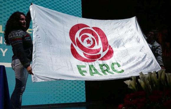 Il nuovo simbolo delle FARC, il movimento armato diventato partito politico: una rosa rossa con al centro una stella
