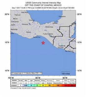 L epicentro del terremoto è stato situato a 69 chilometri di profondità nel Pacifico a poco meno di 100 chilometri dalla costa