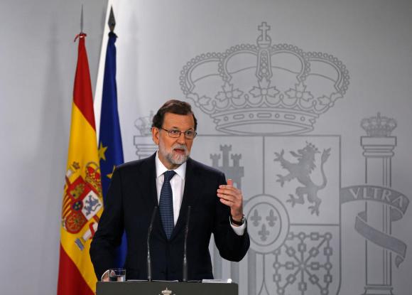 Il premier spagnolo Mariano Rajoy nel suo intervento di mercoledì 11 ottobre.