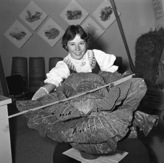 A young woman with a record sized cabbage