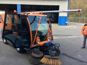 Street sweeper with EPFL computer system attached