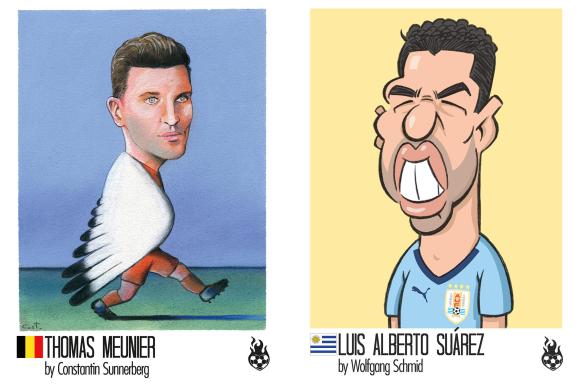 illustrazioni artistiche dei ritratti di due calciatori