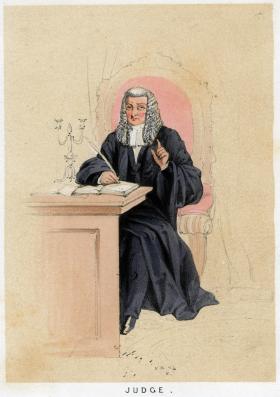 Dipinto: giudice con toga e parrucca