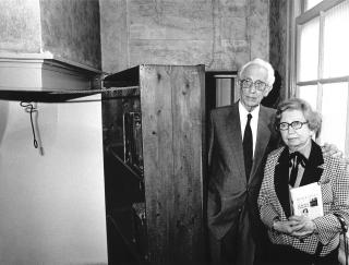 Miep Gies and her husband Jan in the house of Anne Frank in Amsterdam
