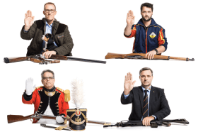 Quattro ritratti di uomini con un arma da fuoco