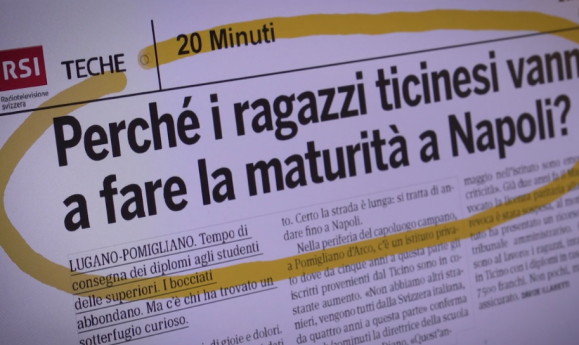 Un articolo di giornale che si chiede perchö i ragazzi ticinesi fanno a fare la maturitä a Napoli
