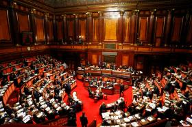 Panoramica dell aula del Senato a Palazzo Madama a Roma.