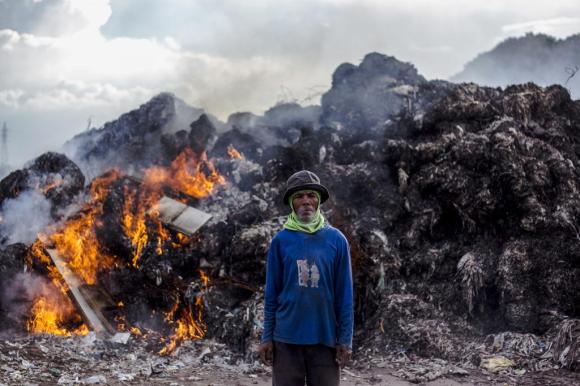 Plastic waste dump in Indonesia in 2018