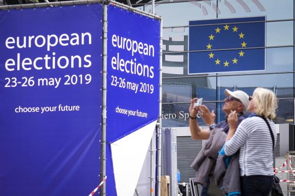 Evento elettorale organizzato a Bruxelles in vista delle legislative europee.