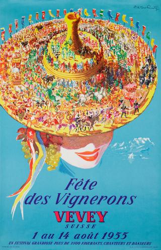 Fête des Vignerons, Vevey. Affiche de l année 1955. Poster from 1955