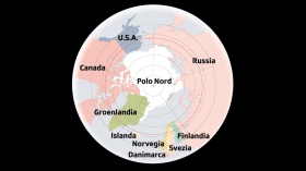 Il circolo polare artico e le regioni confinanti, illustrate in una grafica del TG della RSI