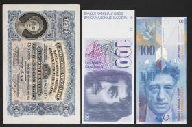 tre banconote di 100 franchi
