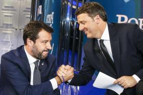 Salvini e Renzi nello studio di Porta a Porta.