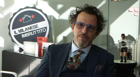 L attore Germano Lanzoni che interpreta il Milanese Imbruttito.