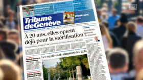 Scansione di una prima pagina di giornale con titolo À 20 ans, elles optes déjà... e testata Tribune de Genève