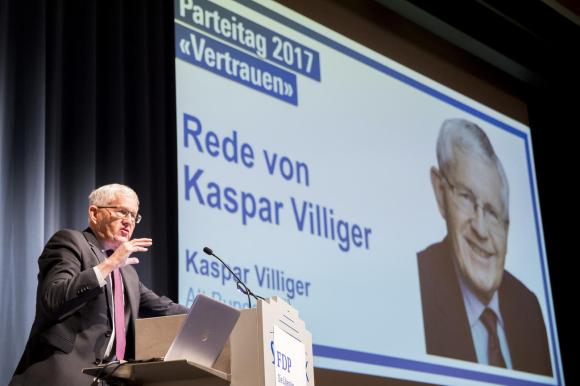 Kaspar Villiger nel 2017 in una conferenza intitolata Fiducia