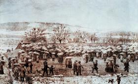 dipinto d epoca che raffigura un assemblea dell opposizione democratica nel cantone di Zurigo nel 1867,