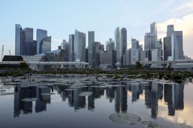 Skyline del distretto finanziario di Singapore