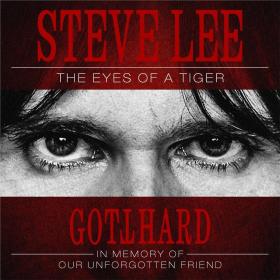 Copertina di disco con primo piano di occhi e scritta Steve Lee The Eyes Of A Tiger - Gotthard