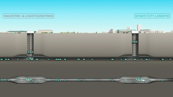 Una bozza del progetto raffigurante il trasporto sotterraneo.