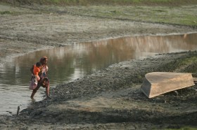 Campagne allagate dalle violente precipitazioni in Bangladesh.