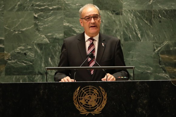 Guy Parmelin durante il discorso all ONU
