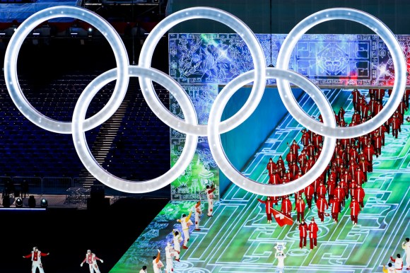Gli sportivi svizzeri alla cerimonia di inaugurazione delle Olimpiadi.