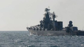 L incrociatore lanciamissili Moskva, ammiraglia della flotta russa nel Mar Nero.