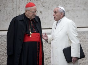 Il cardinale Sodano con Papa Francesco.