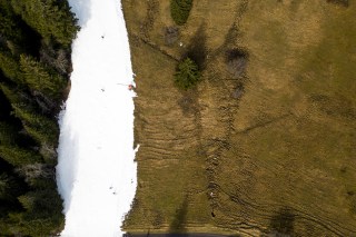 snowless field and ski piste