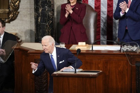 Biden durante il discorso al Congresso USA