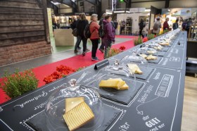 Selezione di formaggi svizzeri in una fiera del formaggio