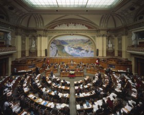 La sala del Consiglio Nazionale a Berna.